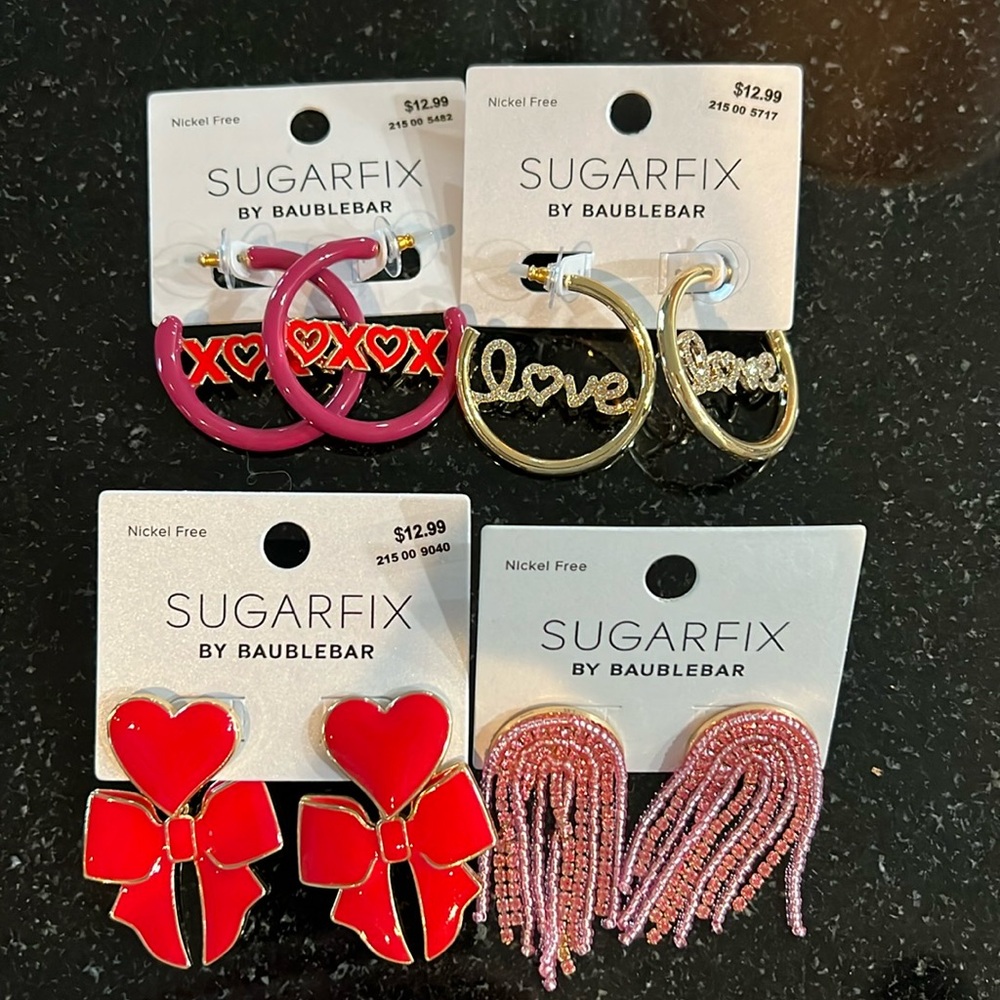 Sugarfix by Baublebar - lot of 4 Valentines Hearts Earrings - New in package